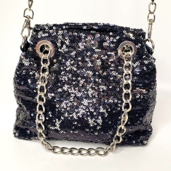 Fiona Lang London Metallic Sequin Chain Strap Evening Purse - Picture 4 of 11